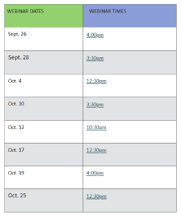 webinar dates and times